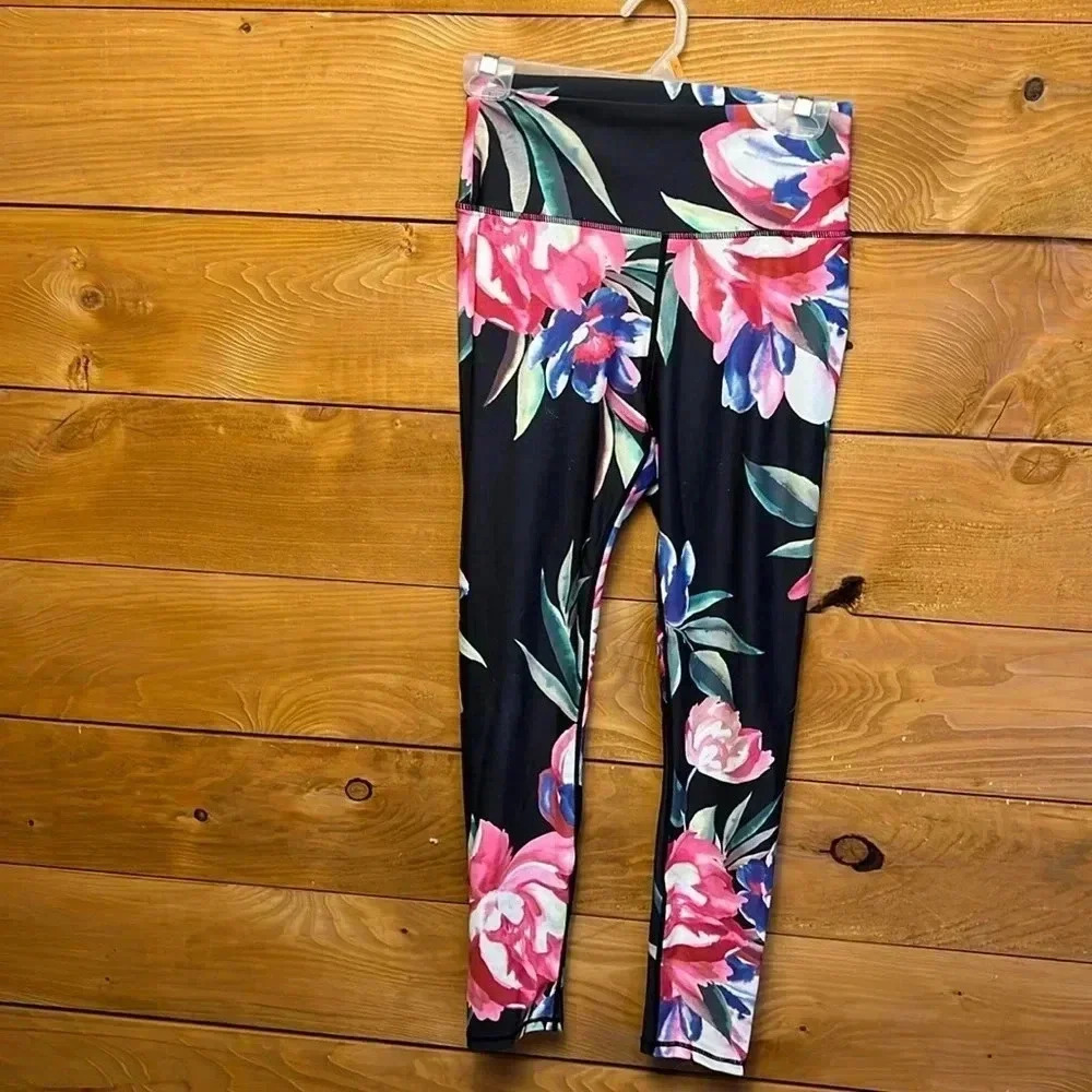 Carbon38 Black Floral High-Waist Leggings